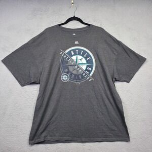 Seattle Mariners Shirt Mens 2XL Majestic Gray MLB Baseball Graphics Print‎ Tee
